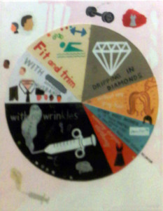 Greg Colson, Pie Chart Study: Corporate profits by industry, 2004, cm 35,5 x 28, tecnica mista su tela